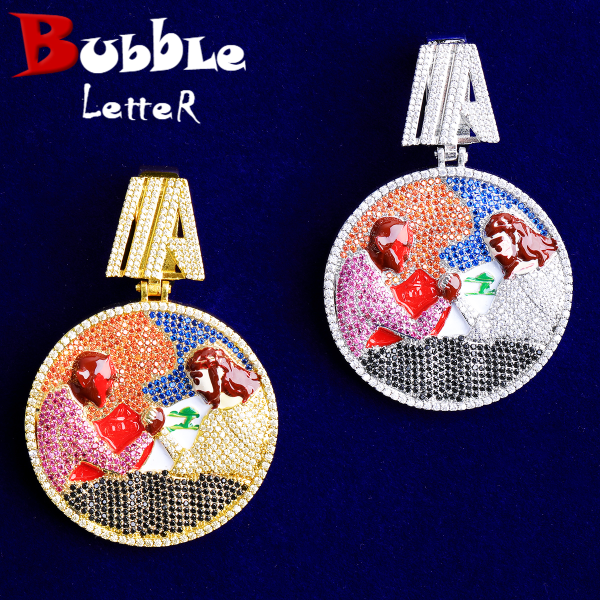 Mens Fashion Discord - Bubble Letter Iced Out Disc Wrist