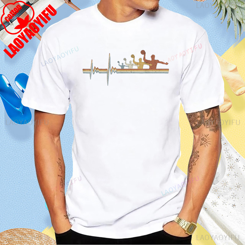 Men'S Fashion Polo Shirt - Retro Water Polo EKG Heartbeat T-Shirt