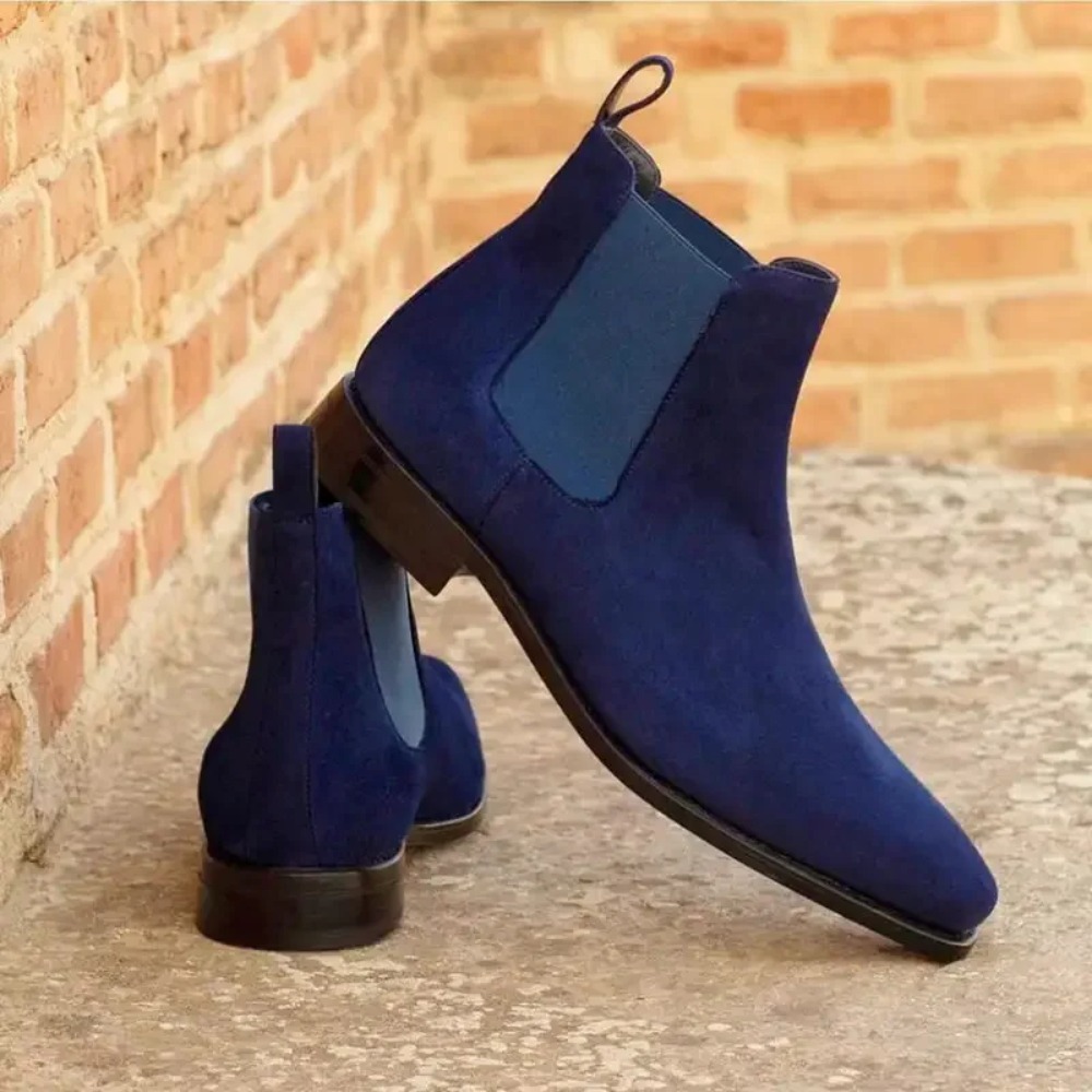 Chelsea Boots Men - Chelsea Boots Men Blue Faux Suede