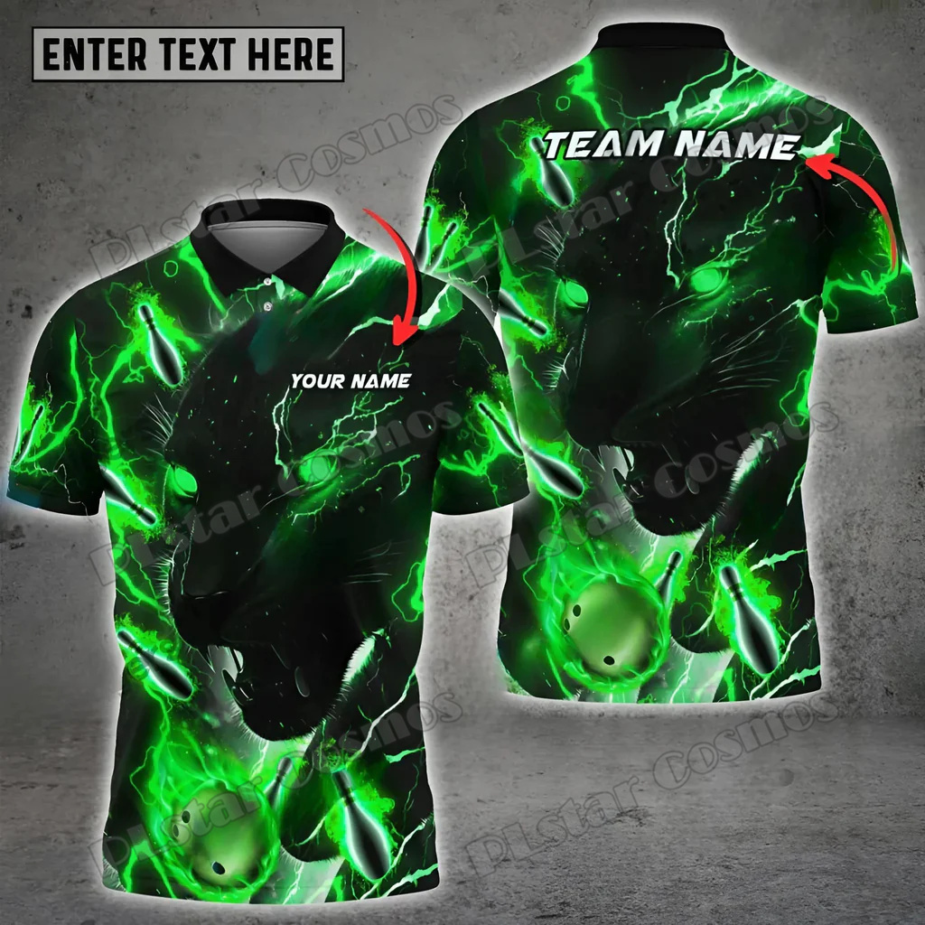 Men'S Fashion Polo Shirt - Bowling & Pins Black Panther Premium