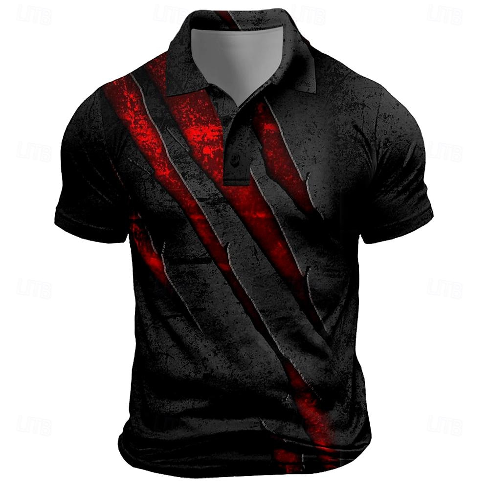Men'S Fashion Golf Clothing - Vintage Men's Polo Shirt Scratch Print