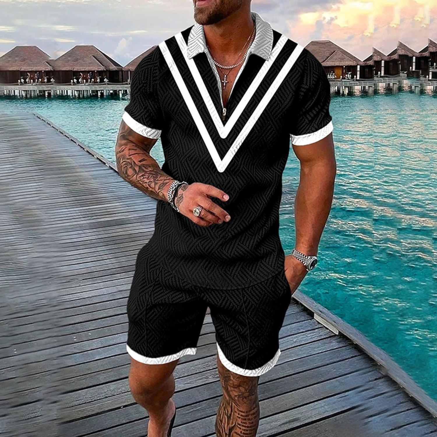 Men'S Fashion Polo Shirt - Funny 3D Printed Men's 2 Piece