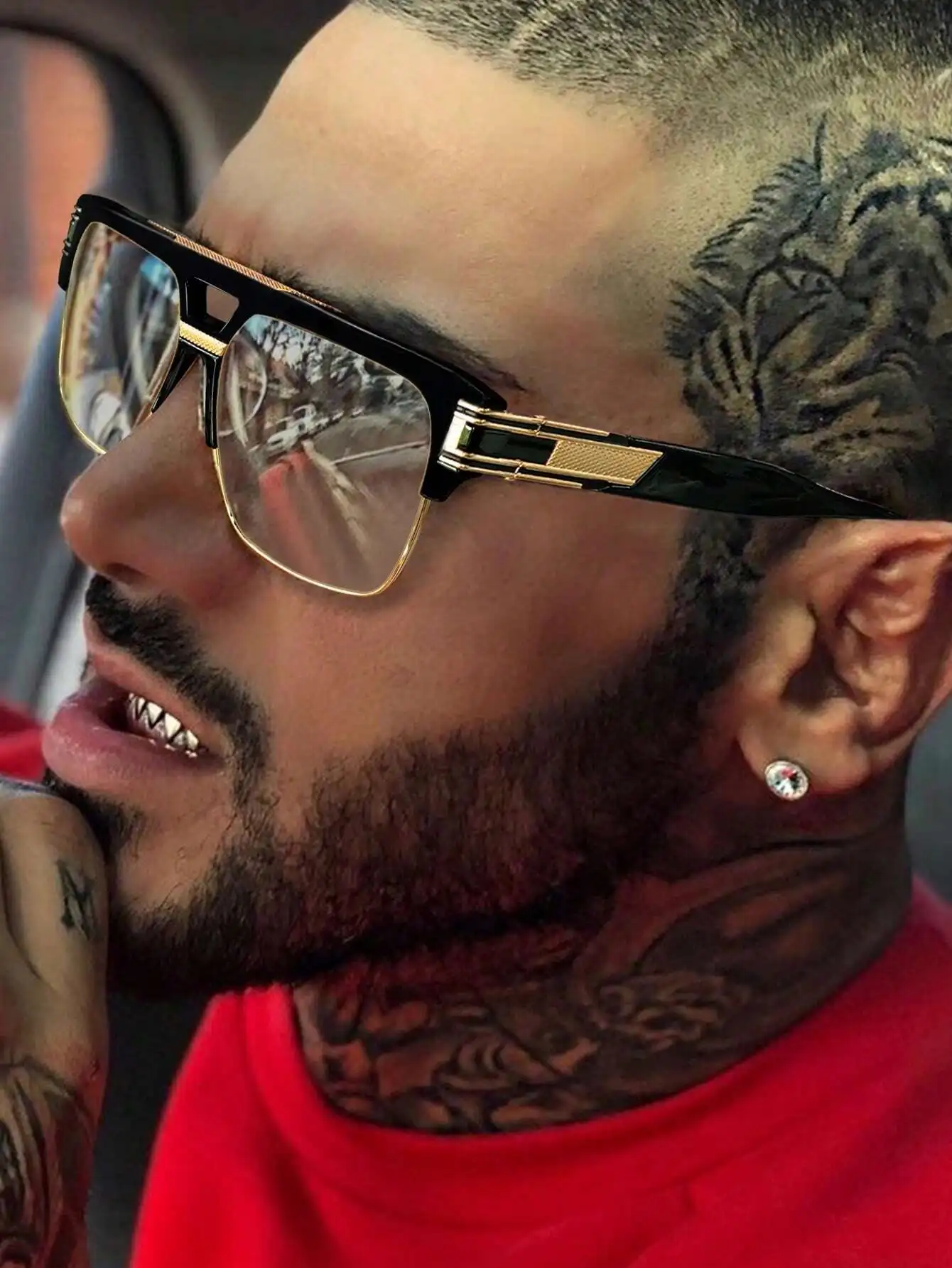 Men'S Fashion Non Prescription Glasses - 1pc Oversized Square Punk-Style Fashion Non-Prescription