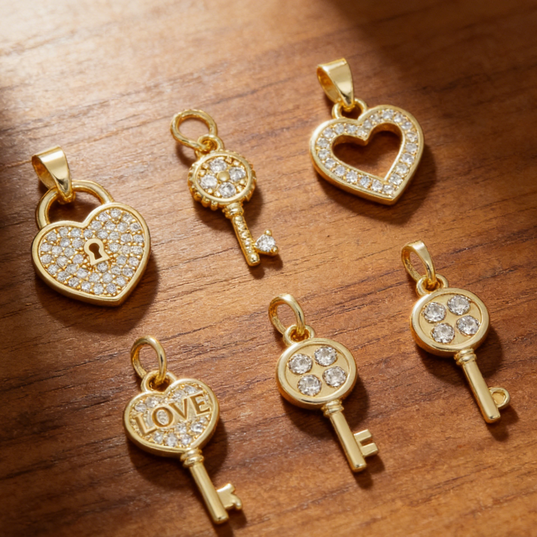 Men'S Fashion Necklaces - 4Pcs Pendants Brass Cubic Zircon Retro
