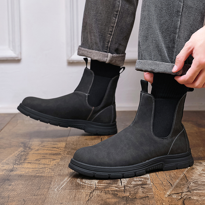 Chelsea Boots Men - Men High Top Boots Thick Sole