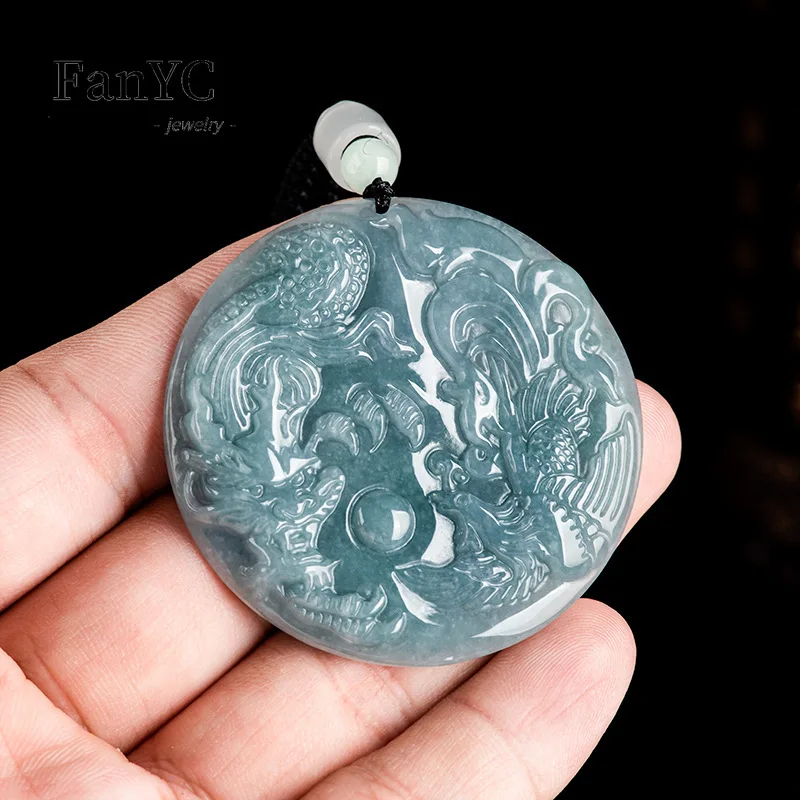 Natural A-goods Jadeite Blue W - Men'S Fashion Necklaces 评论和价格