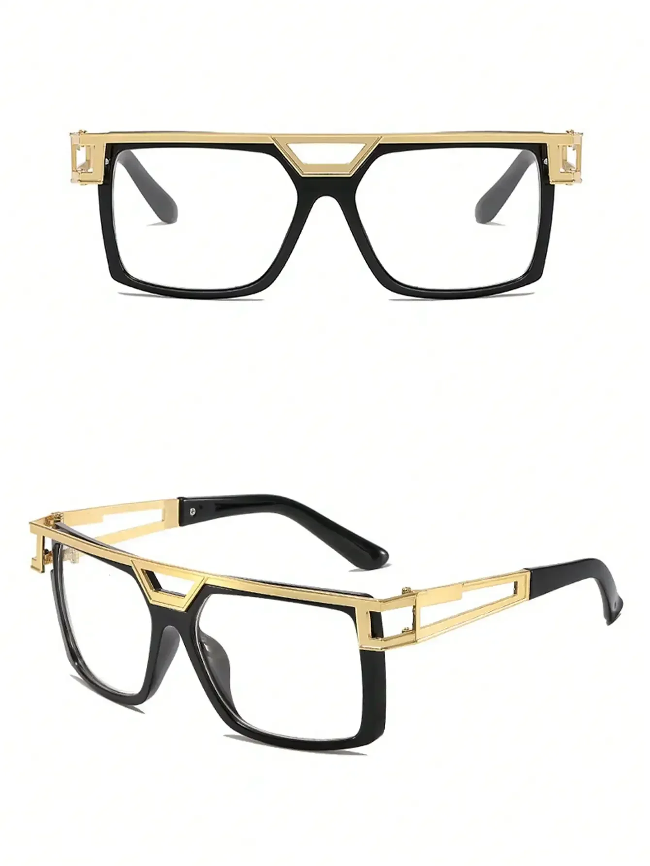1pc Oversized Square Punk-Styl - Men'S Fashion Non Prescription Glasses 评论和价格
