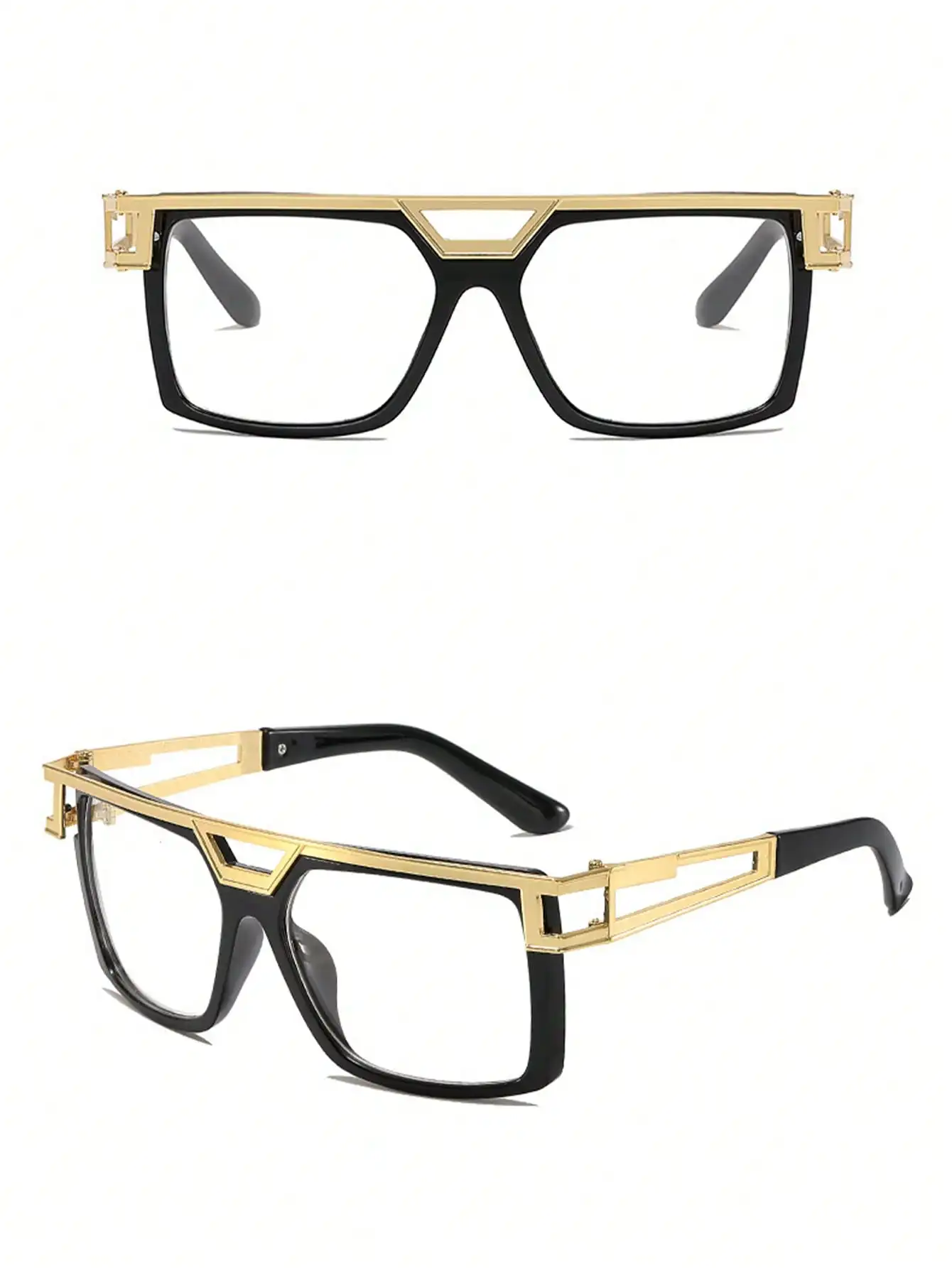1pc Oversized Square Punk-Styl - Men'S Fashion Non Prescription Glasses 评论和价格
