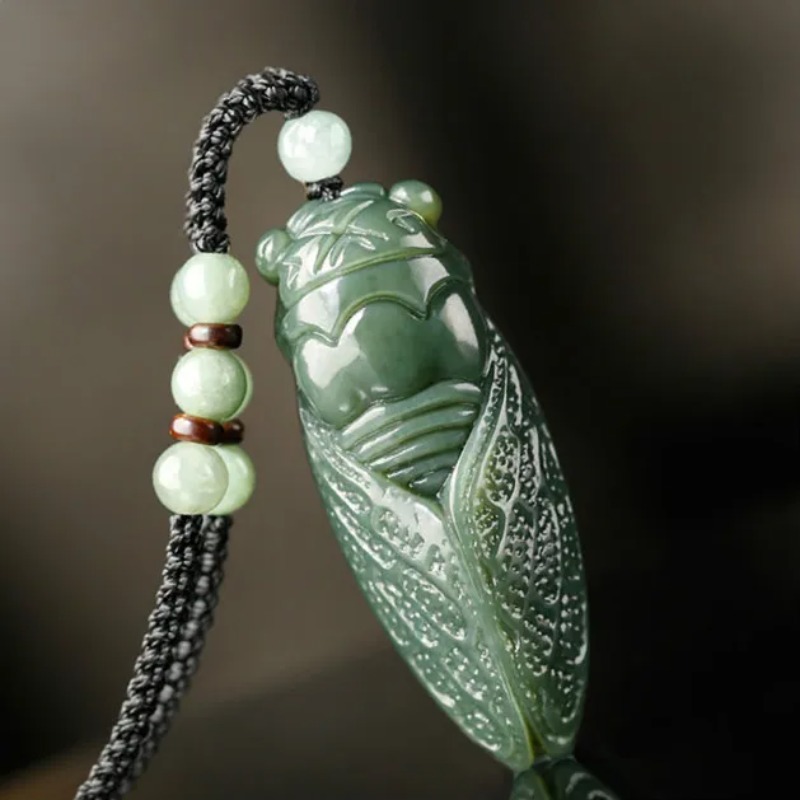 Natural Hetian Jade Cicada Pen - Men'S Fashion Necklaces 评论和价格