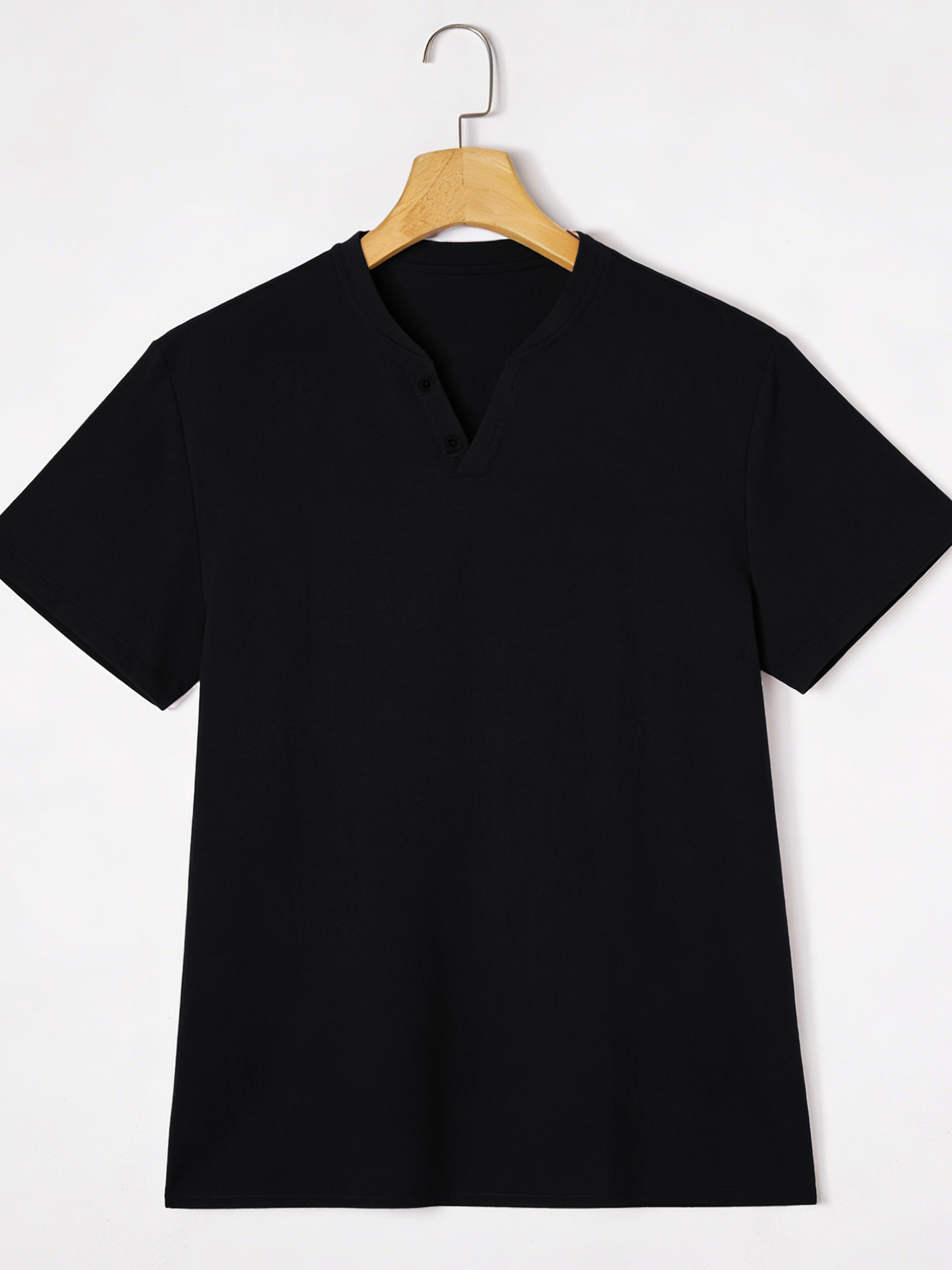 Elegant Black Henley Short-Sle - Men'S Fashion Trends 2025 评论和价格