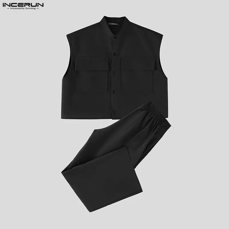 INCERUN Men Sets Solid Sleevel - Men'S Fashion Pants 评论和价格