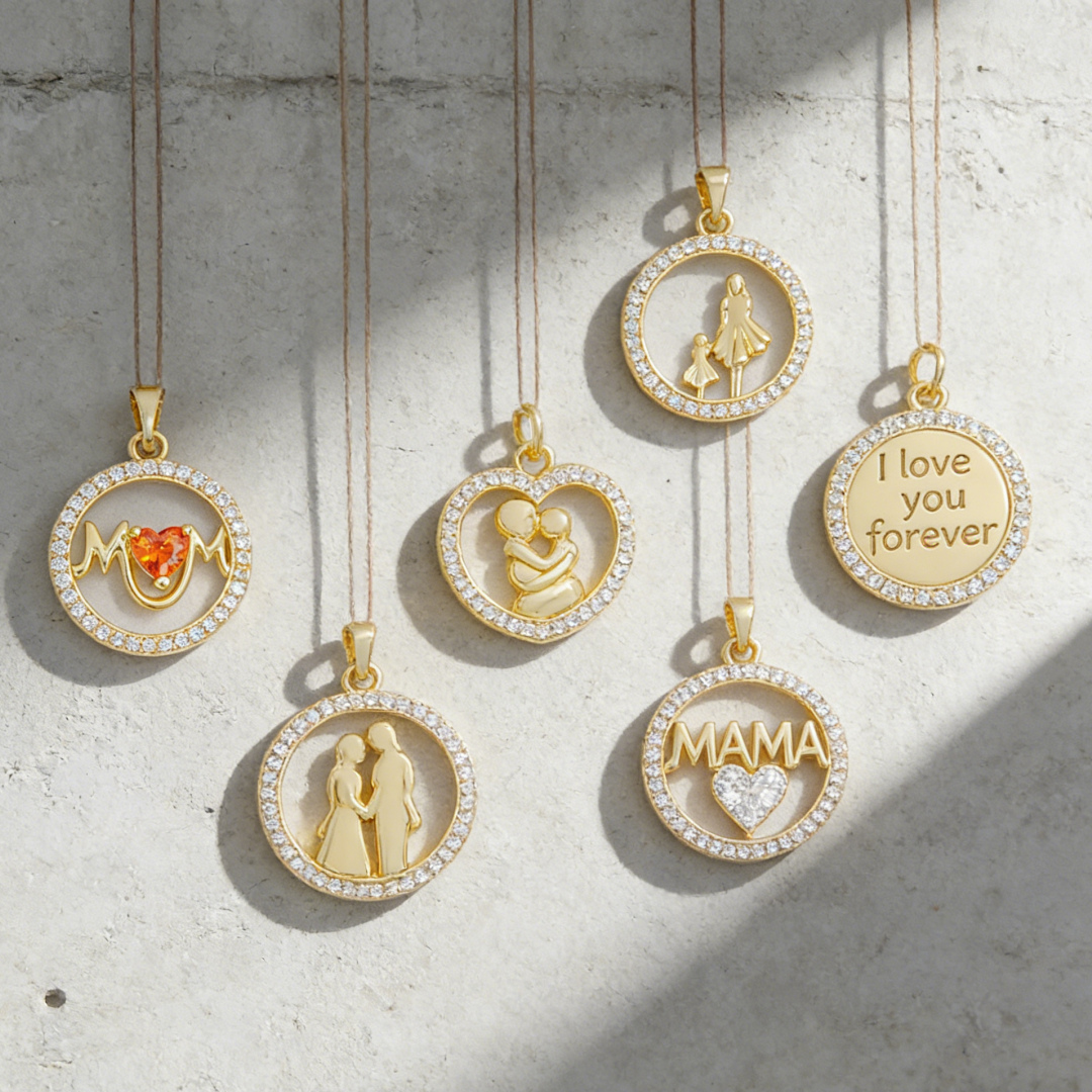 2Pcs Pendants Brass Mom Mother - Men'S Fashion Necklaces 评论和价格