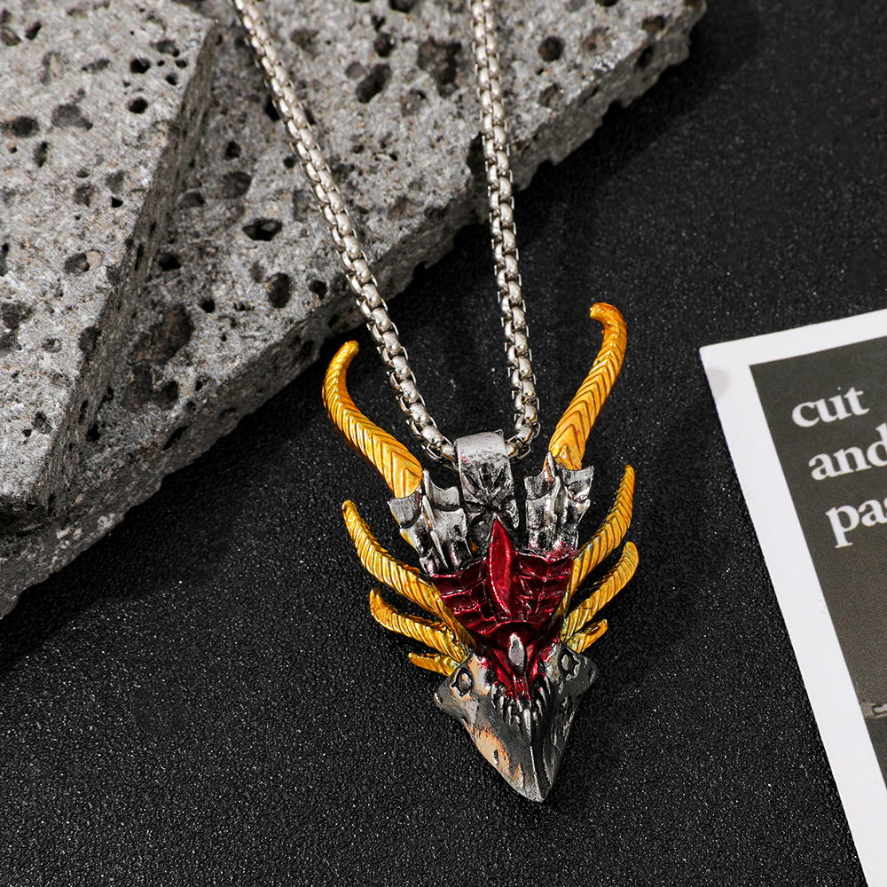 Retro Hip-Hop Evil Dragon Head - Men'S Fashion Necklaces 评论和价格