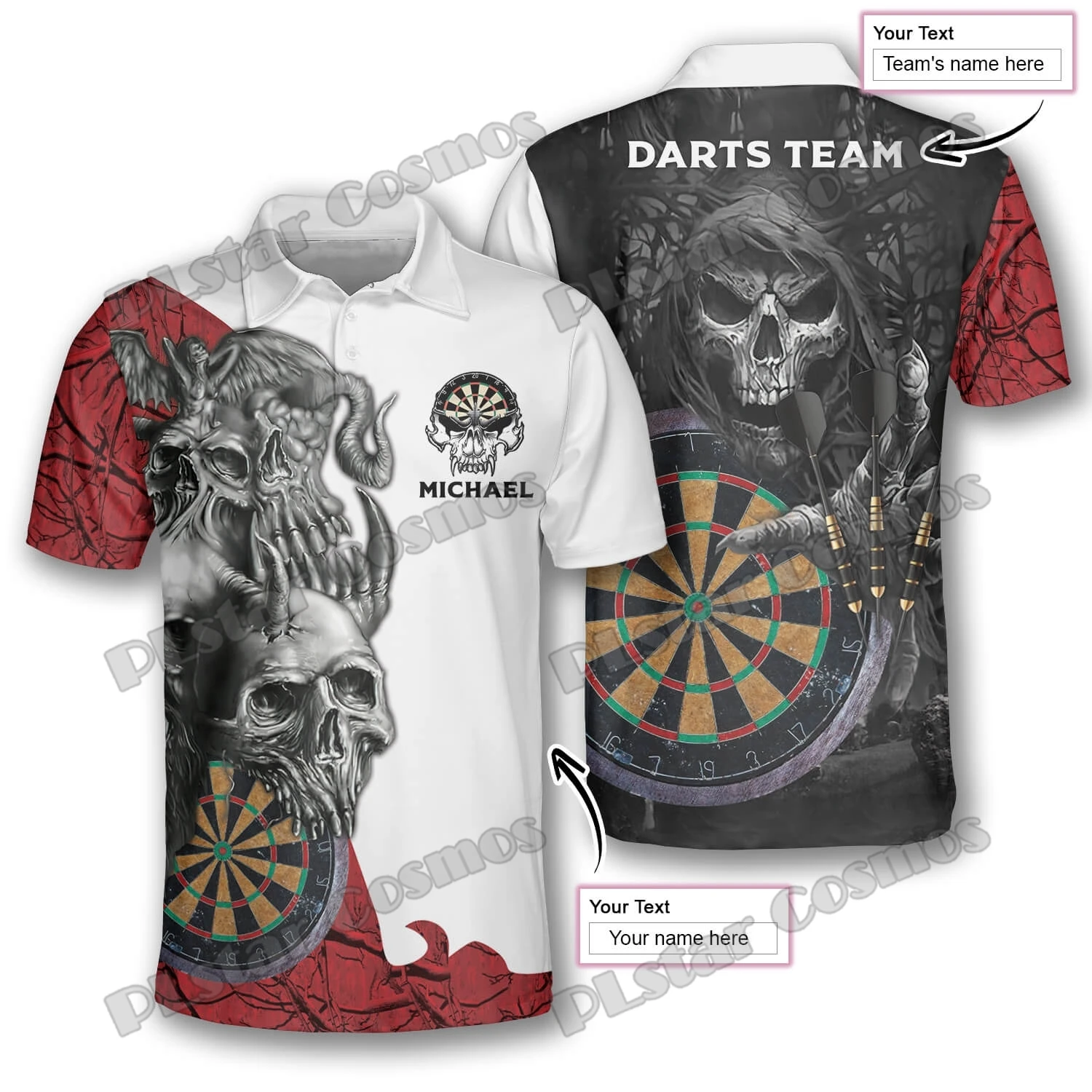 Creepy Darts Skull Personalize - Men'S Fashion Polo Shirt 评论和价格