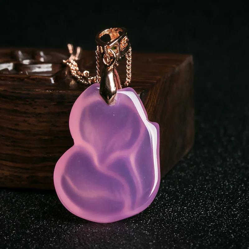 Natural Purple Agate Fox Penda - Men'S Fashion Necklaces 评论和价格
