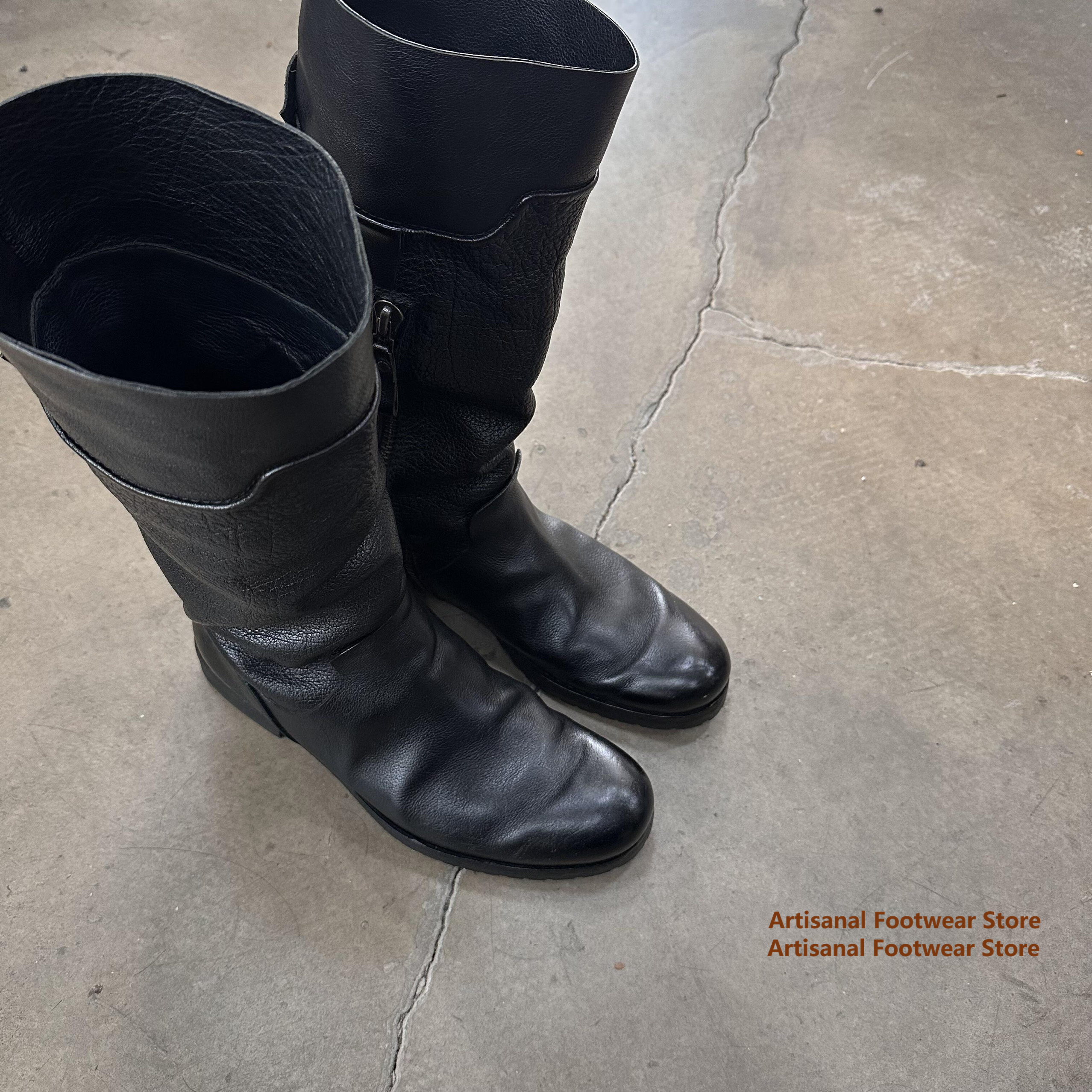 High Top Round Toe Motorcycle  - Chelsea Boots Men 评论和价格