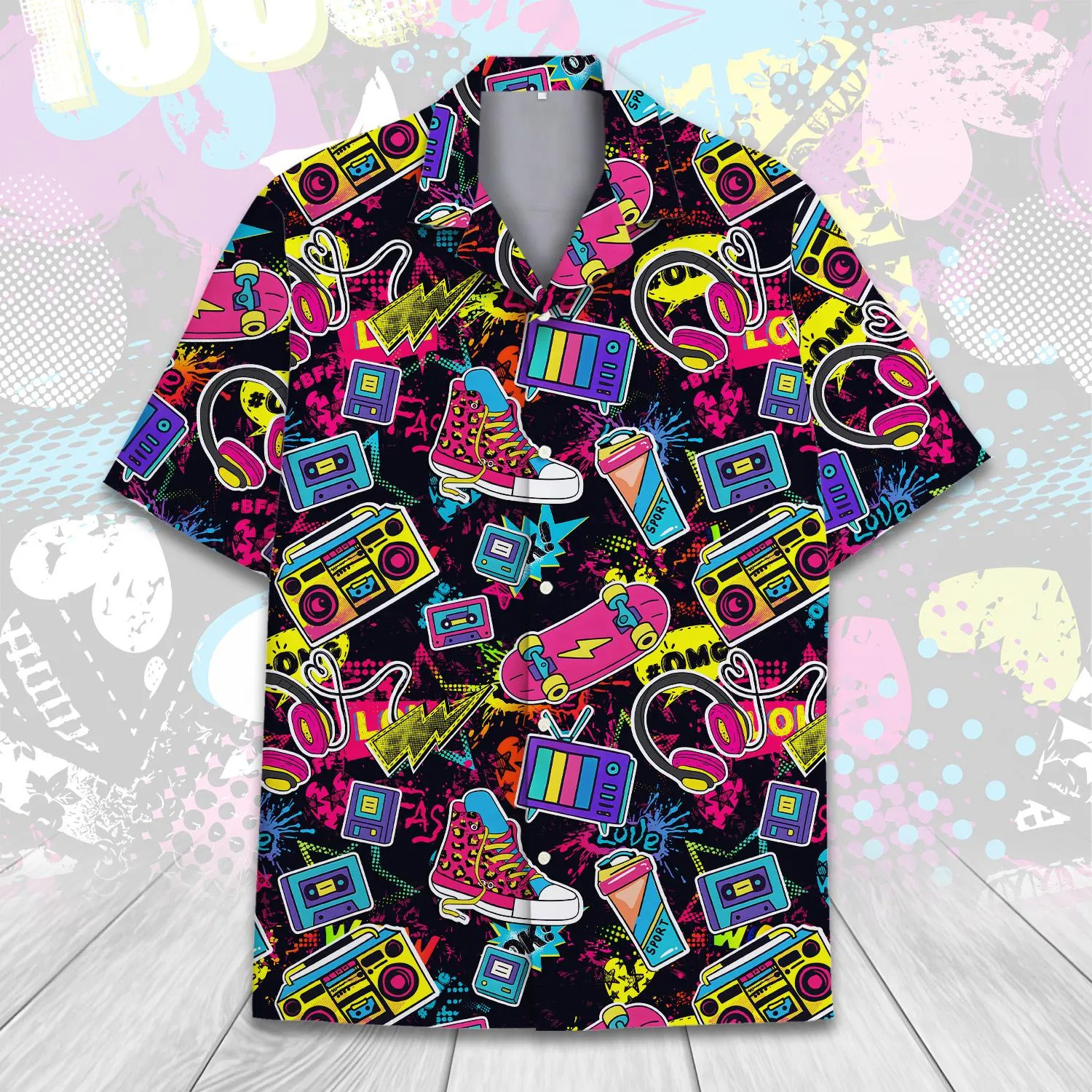 3D Printed Colorful Music Hawa - Men'S Fashion From The 80S 评论和价格