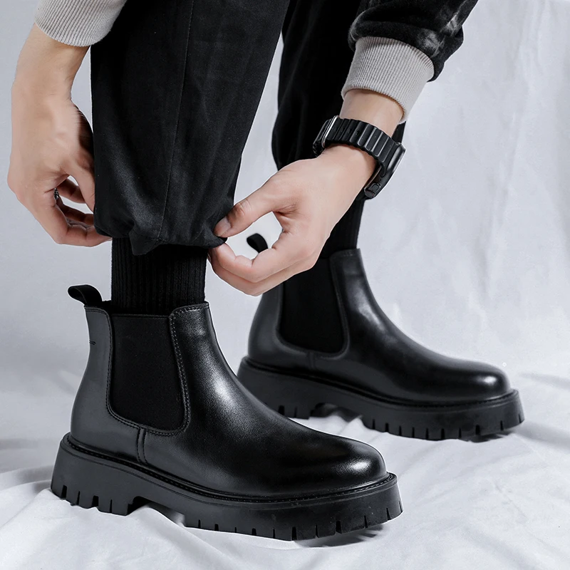 Chelsea Boots Fashion Leather  - Mens Fashion Dress Shoes 评论和价格
