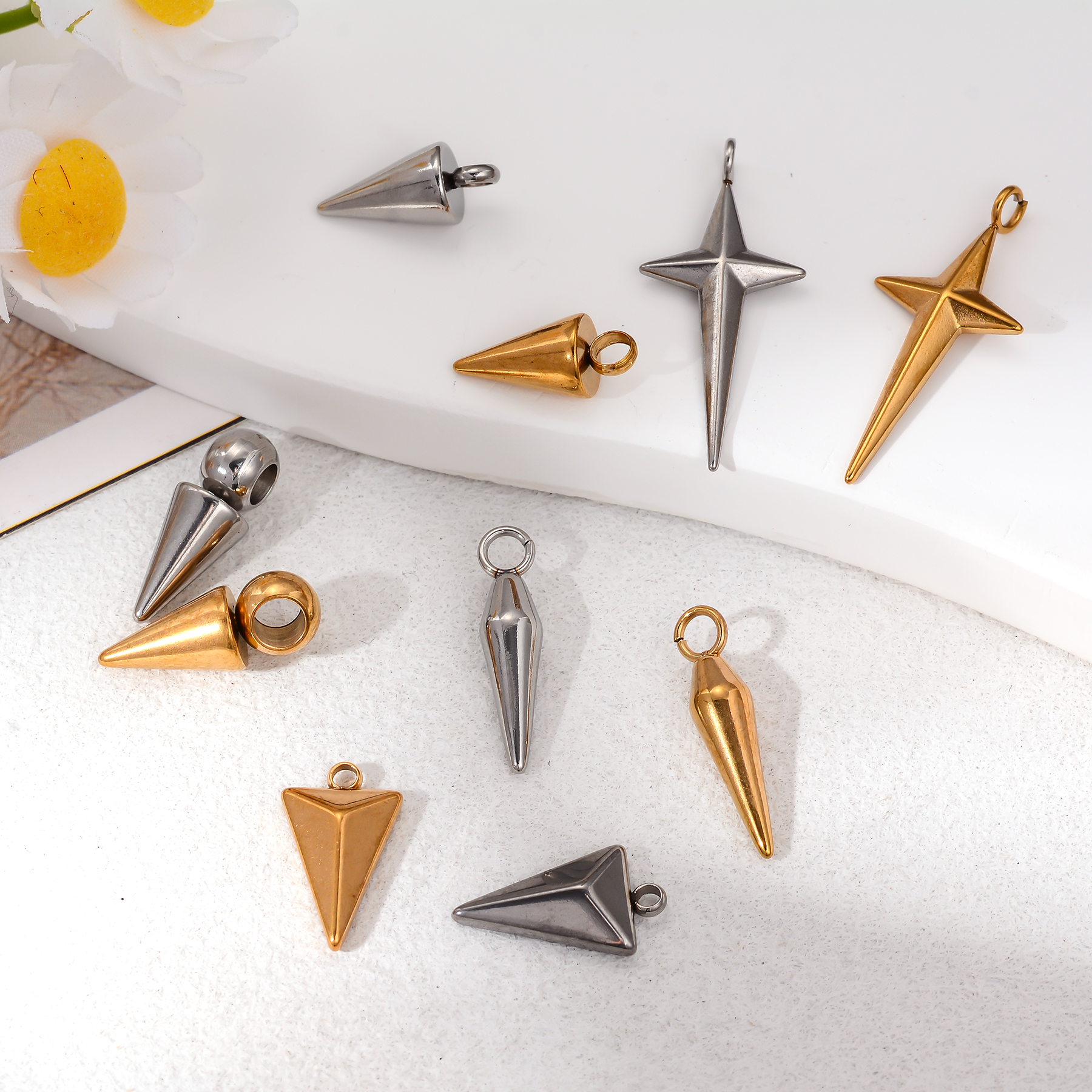 8PCS Stainless Steel Cone Char - Men'S Fashion Necklaces 评论和价格
