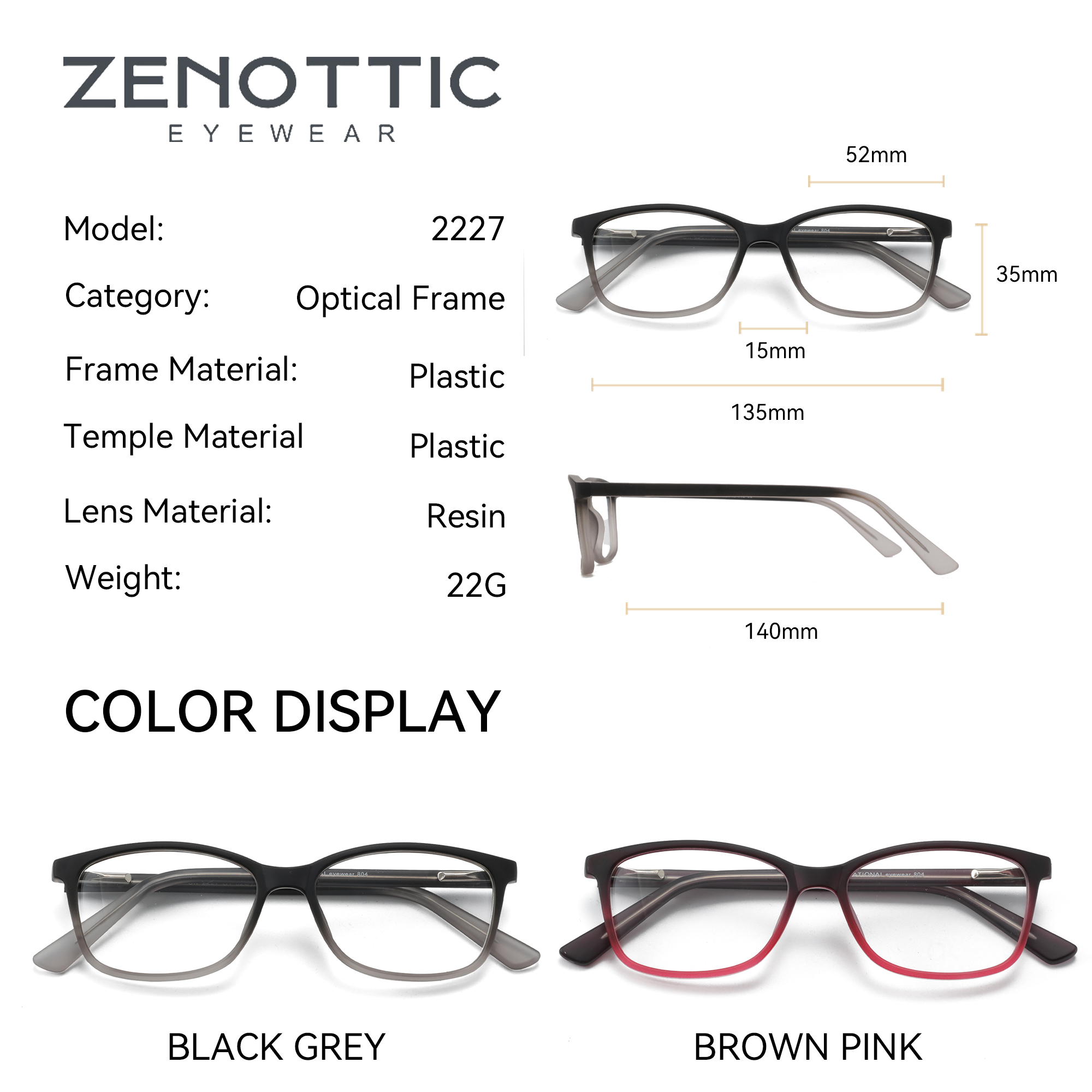 ZENOTTIC Unisex Square Optical - Men'S Fashion Non Prescription Glasses 评论和价格