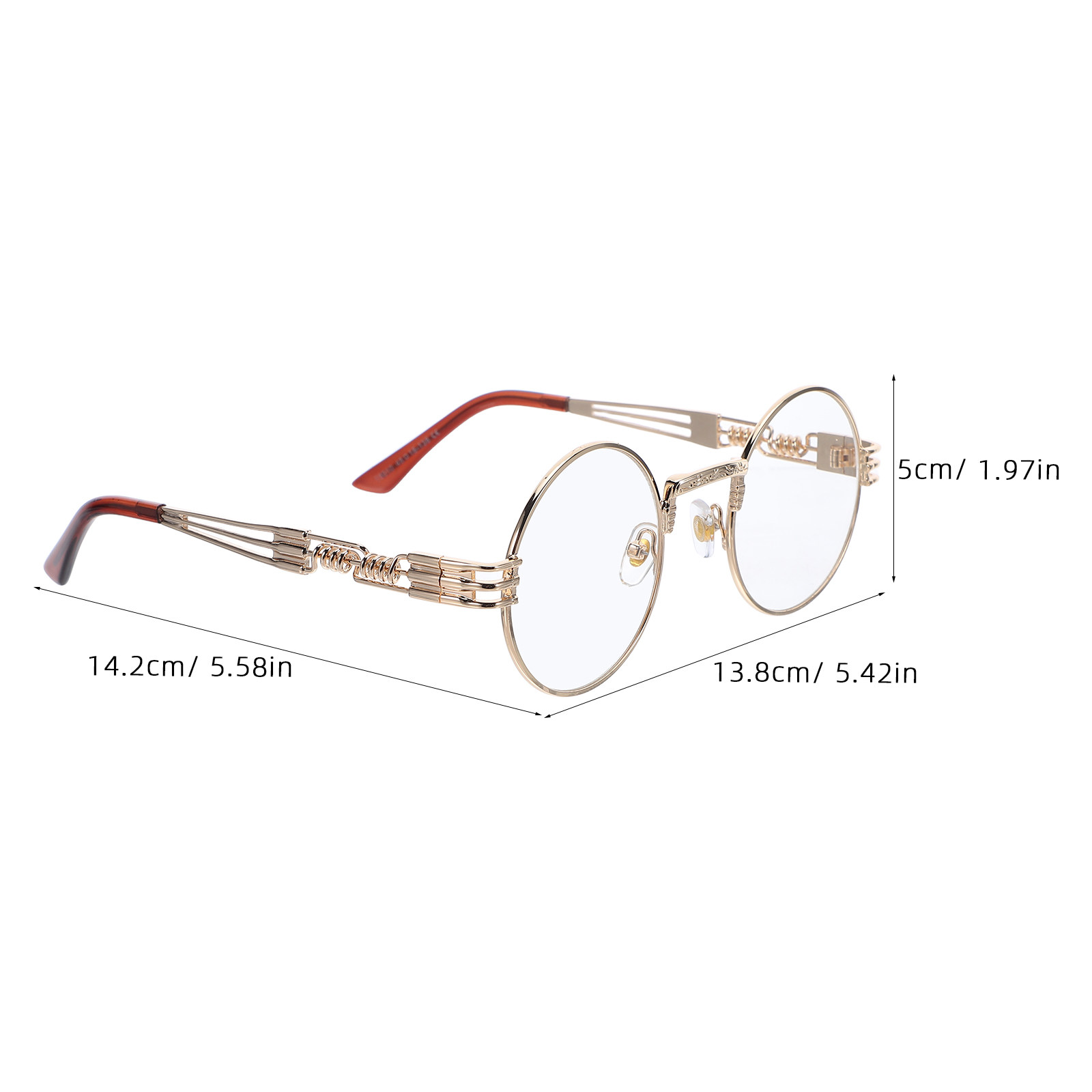 Retro Round Metal Steampunk Ey - Men'S Fashion Non Prescription Glasses 评论和价格