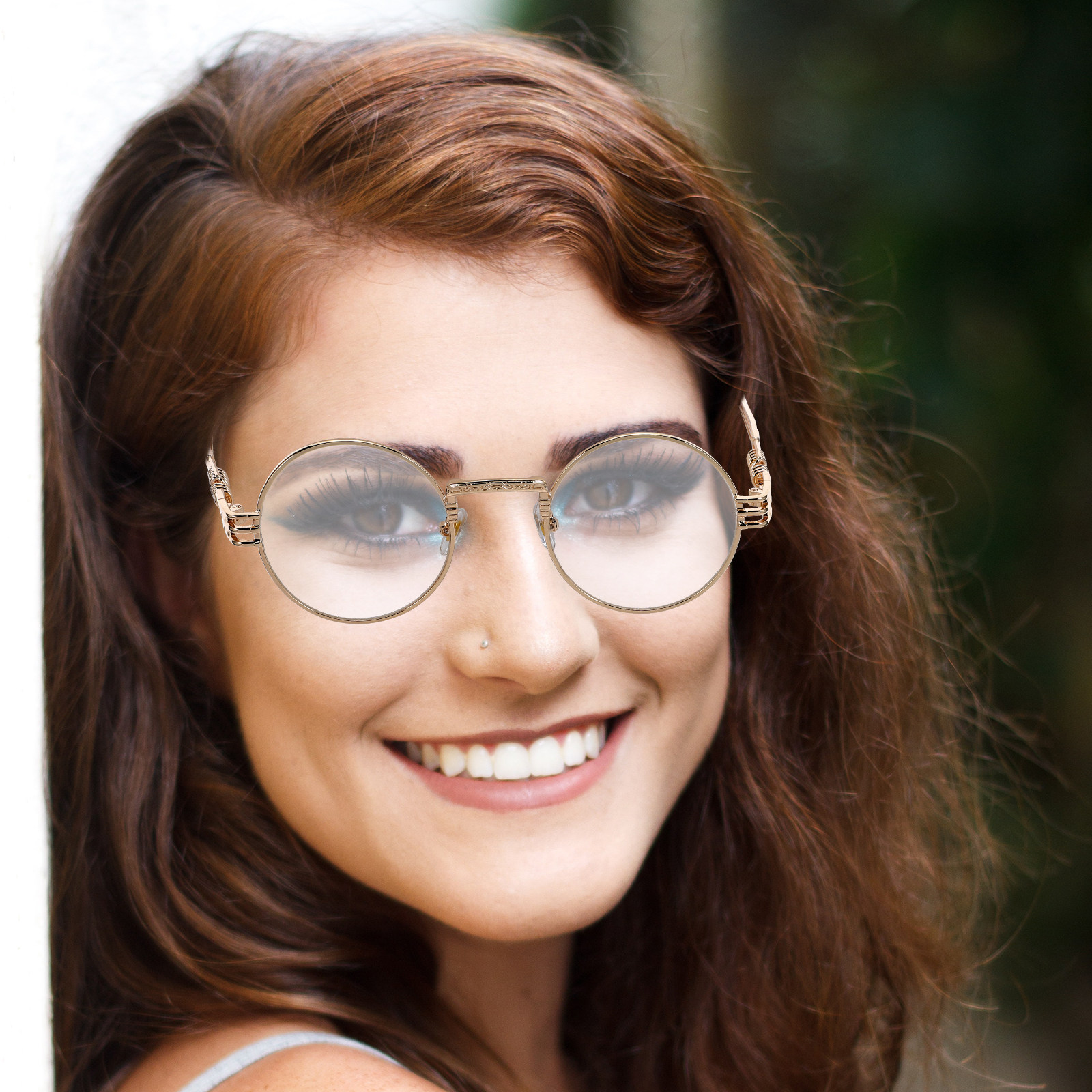 Retro Round Metal Steampunk Ey - Men'S Fashion Non Prescription Glasses 评论和价格