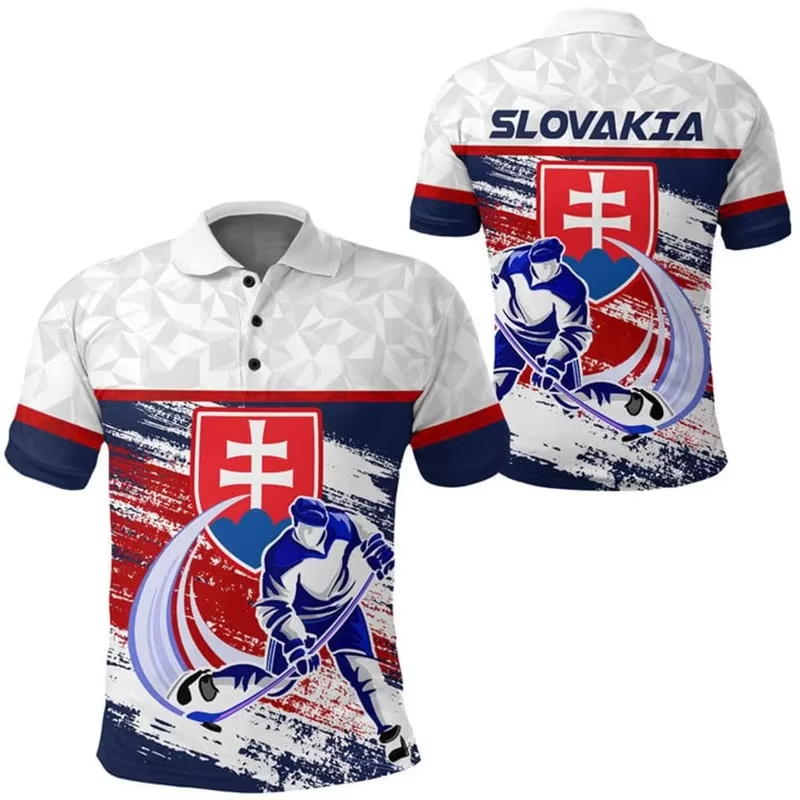 Slovakia Flag 3D Print Polo Sh - Men'S Fashion Golf Clothing 评论和价格